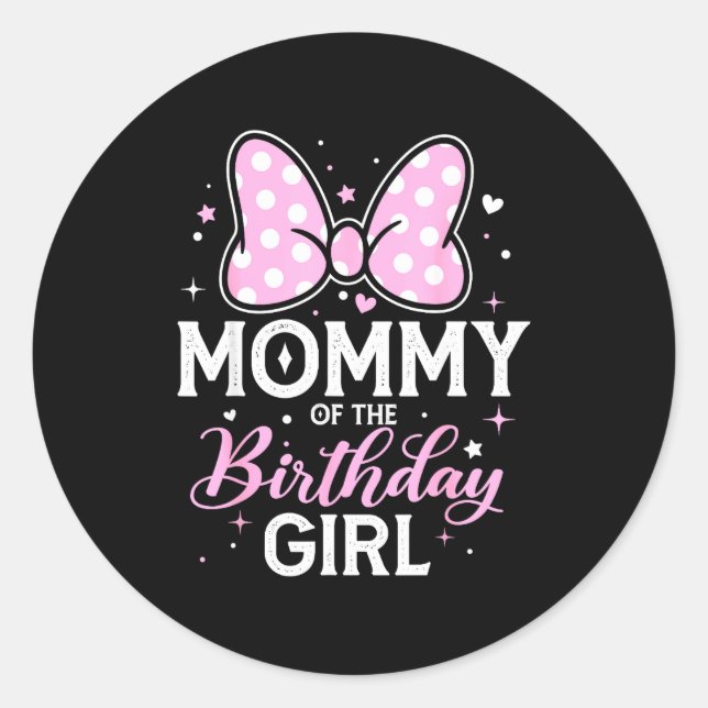 Adesivo Mommy Of The Birthday Girl Cute Nk Bow Family  (Frente)