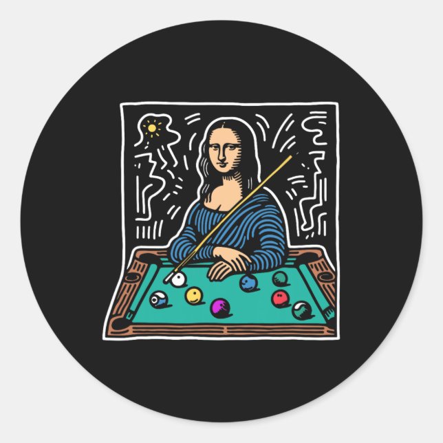 Adesivo Mona-lisa Billiards - Piscina Mona-lisa engraçada  (Frente)