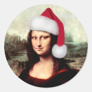 Adesivo Mona Lisa Chapéu de Papai Noel Natal