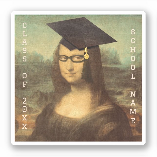 Adesivo Mona Lisa com Graduação de Óculos (Frente)