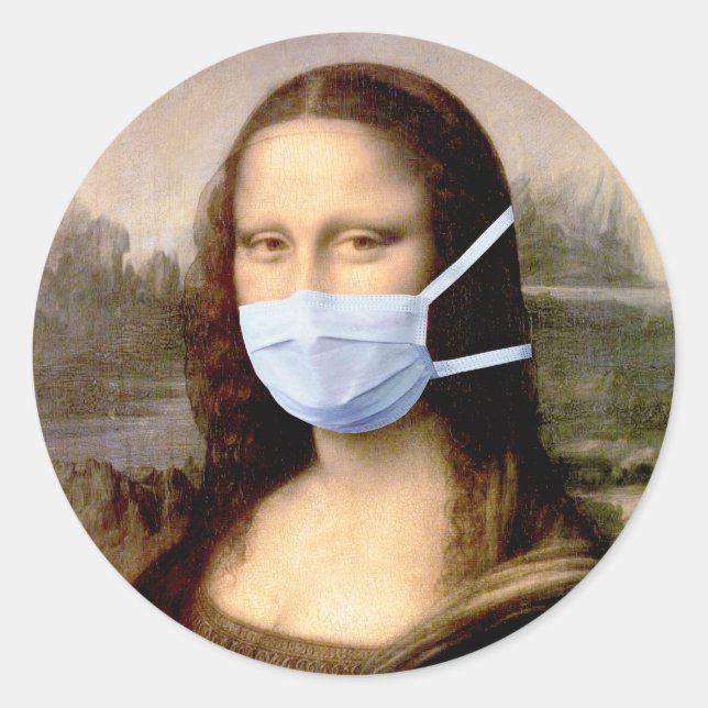 Adesivo Mona Lisa com Máscara Da Vinci Caçoando As Artes (Frente)