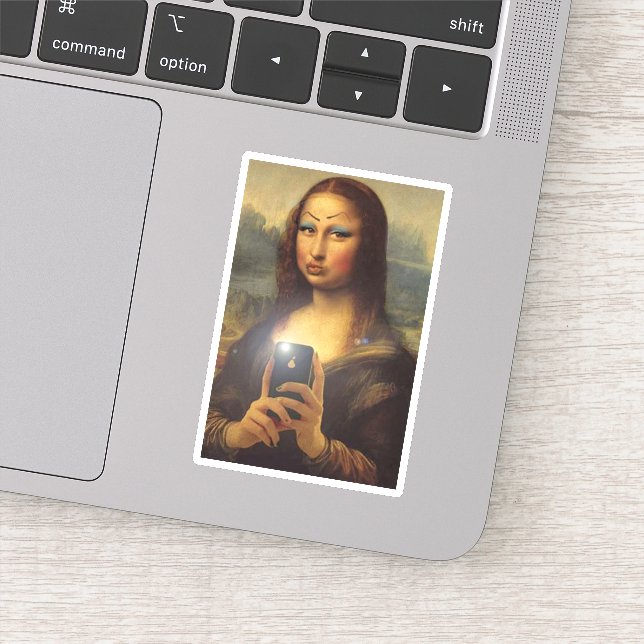 Adesivo Mona Lisa fazer um rosto engraçado com a maquiagem (Detalhe)