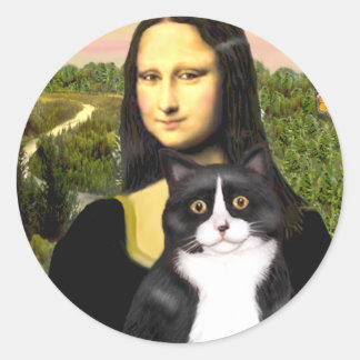 Adesivo Mona Lisa - gato preto e branco