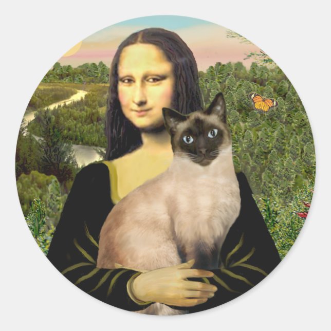Adesivo Mona Lisa - Gato Siamês de Seal Point (Frente)