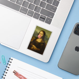 Adesivo Mona Lisa Piscando Goma-Bolha Rosa