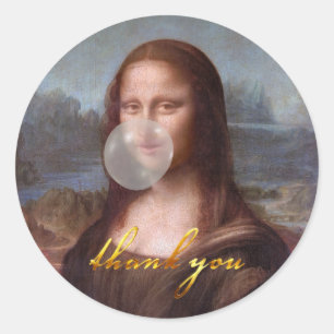 Adesivo Mona Lisa soprando um chiclete cinza