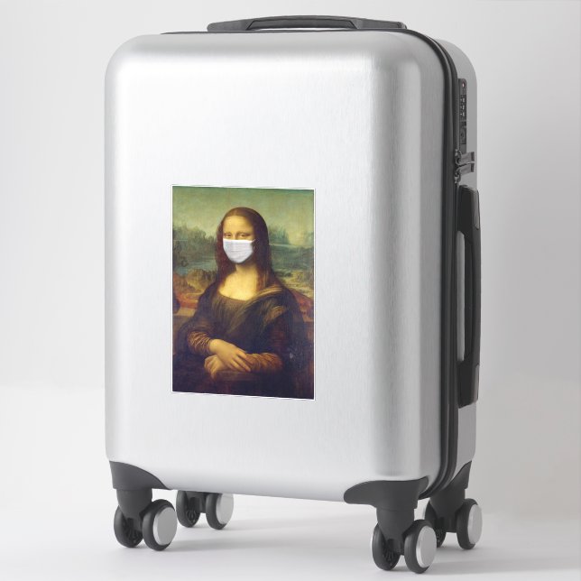 ADESIVO MONALISA GRANDE COM VESTIDO DE DECAL EM MÁSCARA (Mala)