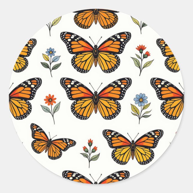Adesivo Monarch Butterfly Floral Pattern (Frente)