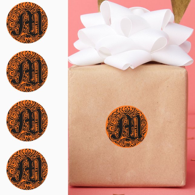 Adesivo Monarquia "M" (Monarchia M Classic Round Sticker letter sticker monogram sticker initial sticker)