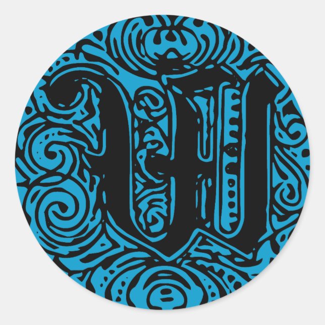 Adesivo Monarquia Monograma - Letra W alfabeto inicial W (Frente)