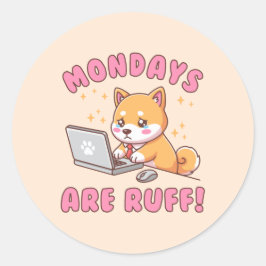 Adesivo Mondays Are Ruff - Kawaii Shiba Inu Dog Office Pun