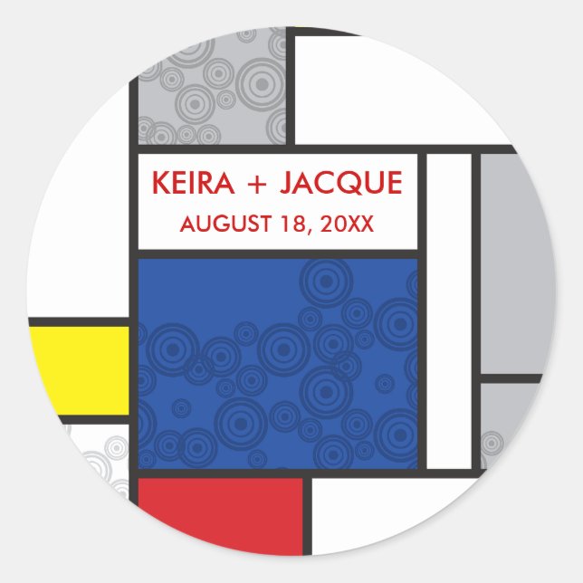 Adesivo Mondrian Modern Art Retro Circle Sticker (Frente)