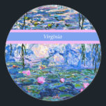 Adesivo Monet - Lírios d'água 1919 modelo<br><div class="desc">A famosa pintura de Claude Monet,  Water Lily,  1919,  modelo,  pronta para personalizar. Insira seu próprio nome/texto no lugar de Virginia.</div>