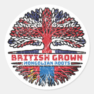 Adesivo Mongólia Mongólia British Tree Roots Flag