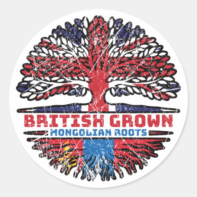 Adesivo Mongólia Mongólia British Tree Roots Flag (Frente)
