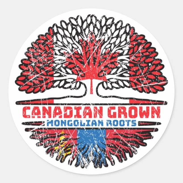 Adesivo Mongólia Mongólia Canadá, Bandeira das Raízes das  (Frente)