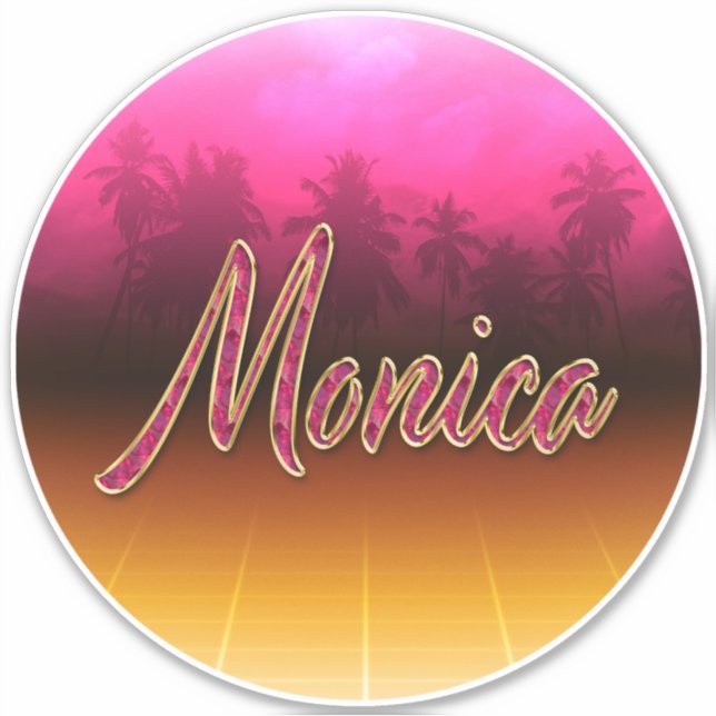 Adesivo Monica Vorname Name golden pink Aufkleber Sticker (Frente)