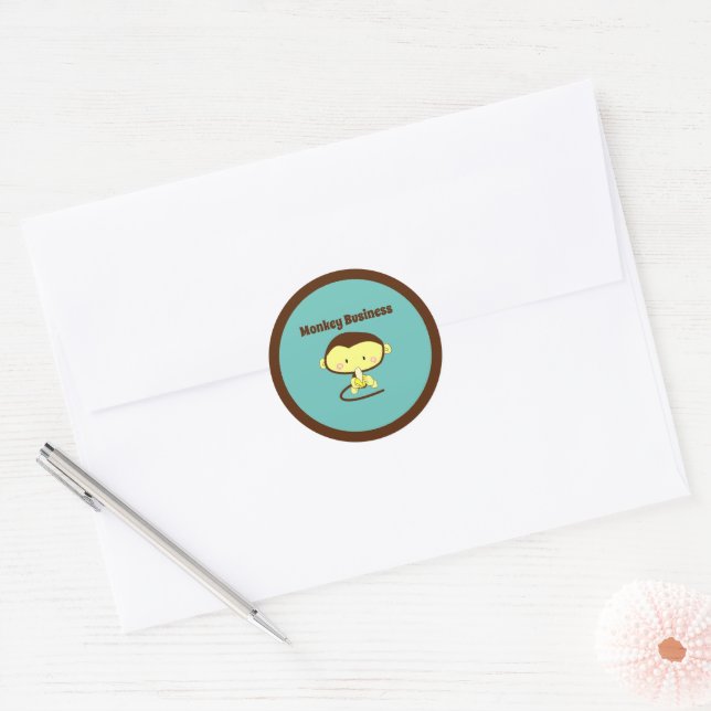 Adesivo Monkey Business Engraçado Cartoon Monkey Design (Envelope)