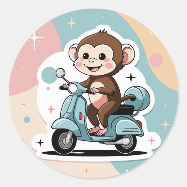 Adesivo Monkey driving a scooter (Frente)