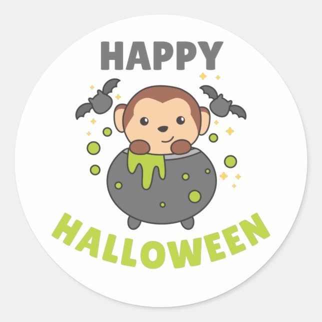 Adesivo Monkey Happy Halloween Cauldron Bat Classon (Frente)