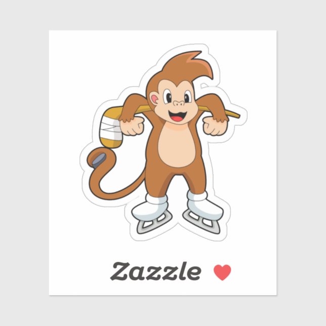 Adesivo Monkey Ice Hóquei no Gelo (Folha)