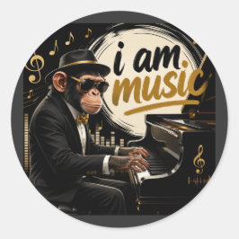 Adesivo Monkey Playing Piano Music Poster – I Am Music