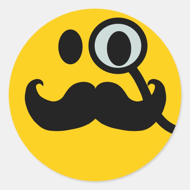 Adesivo Monocle & Mustache - Fundo personalizável) (Frente)