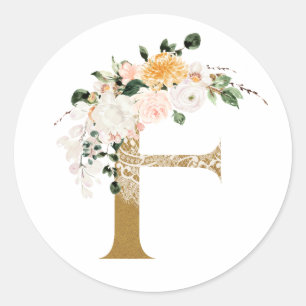 Adesivo MONOGRAM F de casamento de primavera de verão