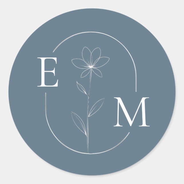Adesivo Monogram Floral Minimalistic Wedding Sticker (Frente)