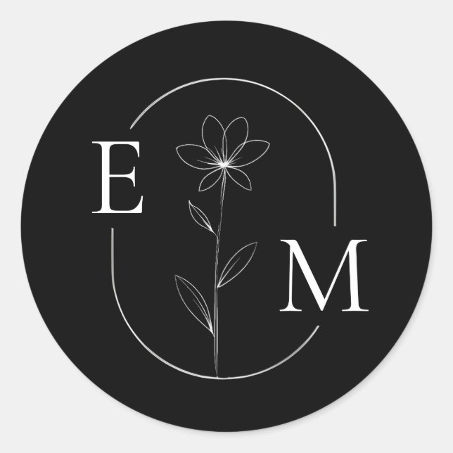 Adesivo Monogram Floral Minimalistic Wedding Sticker (Frente)