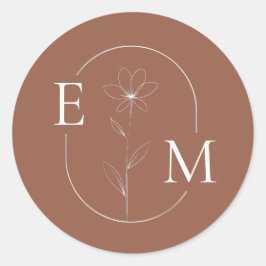 Adesivo Monogram Floral Minimalistic Wedding Sticker