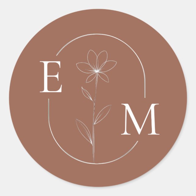 Adesivo Monogram Floral Minimalistic Wedding Sticker (Frente)