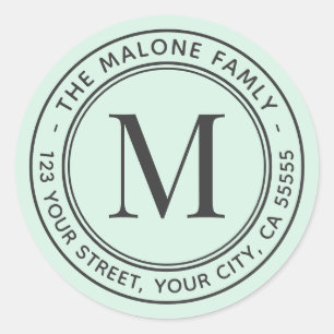 Adesivo Monogram initial minimal mint green return address