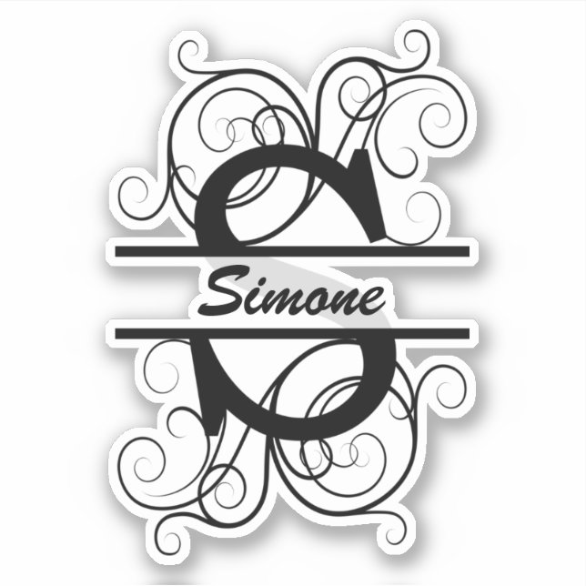 Adesivo Monogram letter with swirls ; space for your name (Frente)