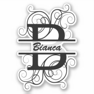 Adesivo Monogram letter with swirls ; space for your name