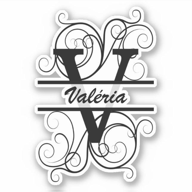 Adesivo Monogram letter with swirls ; space for your name (Frente)
