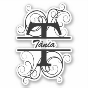 Adesivo Monogram letter with swirls ; space for your name
