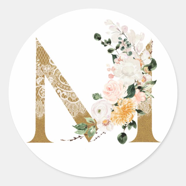Adesivo MONOGRAM M de casamento de primavera verão (Frente)