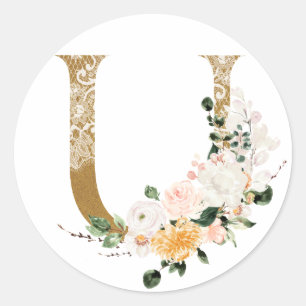 Adesivo MONOGRAM U de casamento de primavera de verão