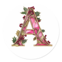 Monograma A de Natal Vintage Rosa Dourado com Azev