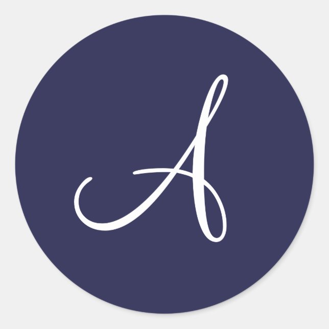 Adesivo Monograma A em branco em azul Marinho, (Frente)