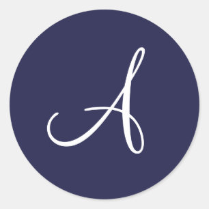 Adesivo Monograma A em branco em azul Marinho,