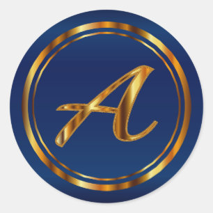 Adesivo Monograma A-Z - Metálico Dourado em azul Marinho