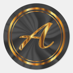Adesivo Monograma A-Z - Metálico Dourado em Black Satin