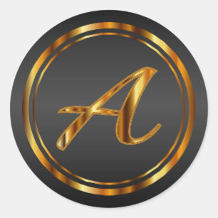 Adesivo Monograma A-Z - Metálico Dourado em Black Satin