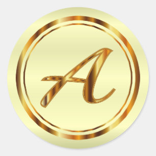 Adesivo Monograma A-Z - Metálico Dourado em Satin Amarelo