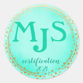 Adesivo Monograma Ano de Certificação Dourado com Aquarela