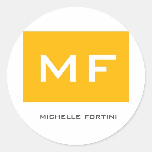 Adesivo Monograma Atraente Amarelo Branco Seu Nome (Frente)