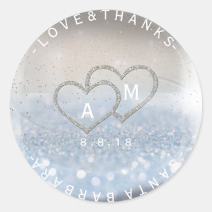 Adesivo Monograma azul do marfim do brilho da prata dos