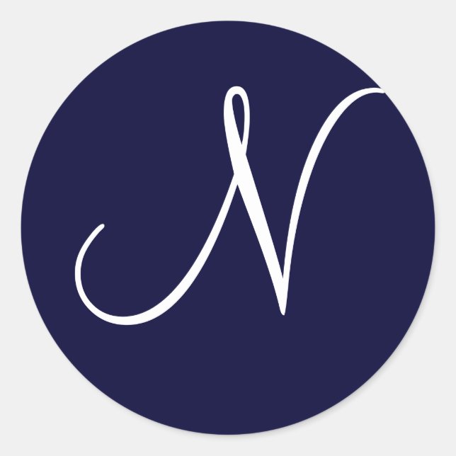 Adesivo Monograma Azul e Branco marinho "N" Inicial (Frente)